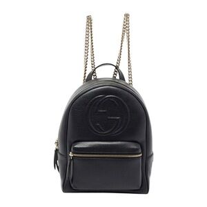 Gucci Black Leather Soho Chain Backpack – Vintage